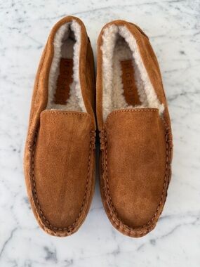 M. Gem The Felize Shearling Uomo Chestnut Suede Loafers Womens Size 39 US 8.5